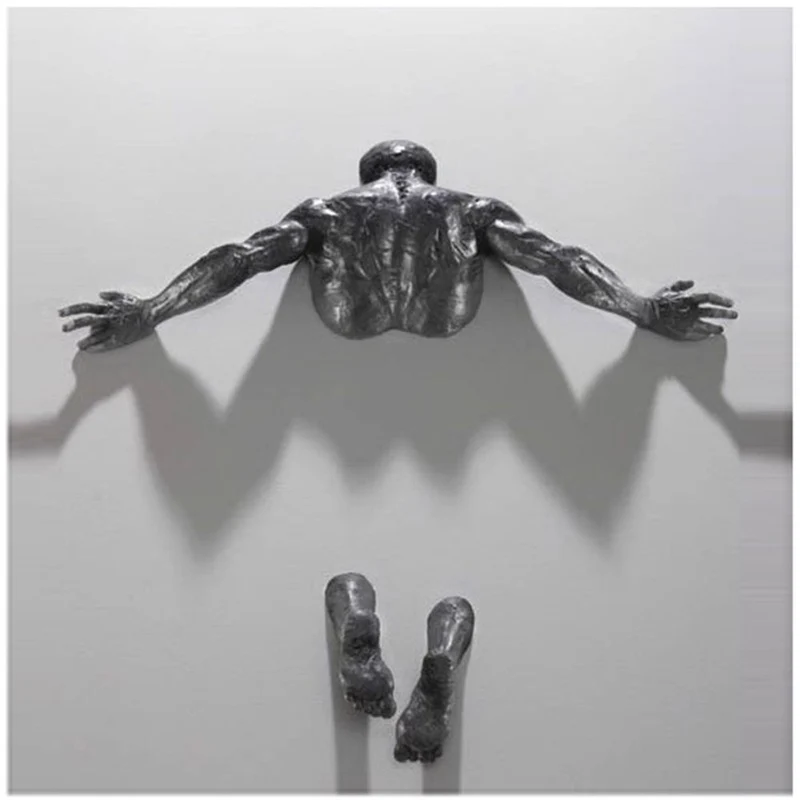 Skanto | Ornament aus Kunstkupferharz, abstrakte Figur, Wandkunst, Kletterer, 3D-Wandstatue, Skulptur