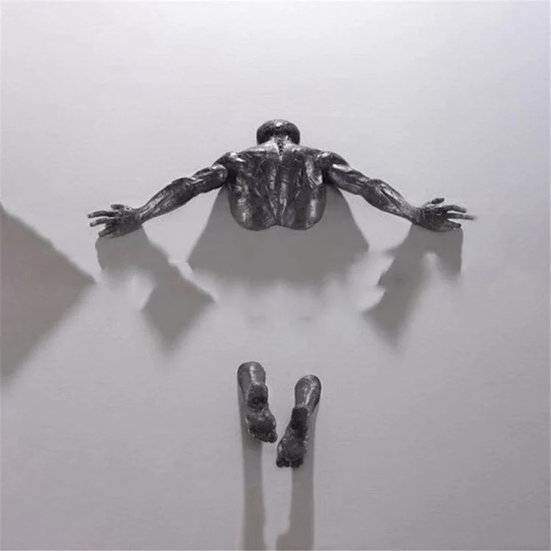 Skanto | Ornament aus Kunstkupferharz, abstrakte Figur, Wandkunst, Kletterer, 3D-Wandstatue, Skulptur