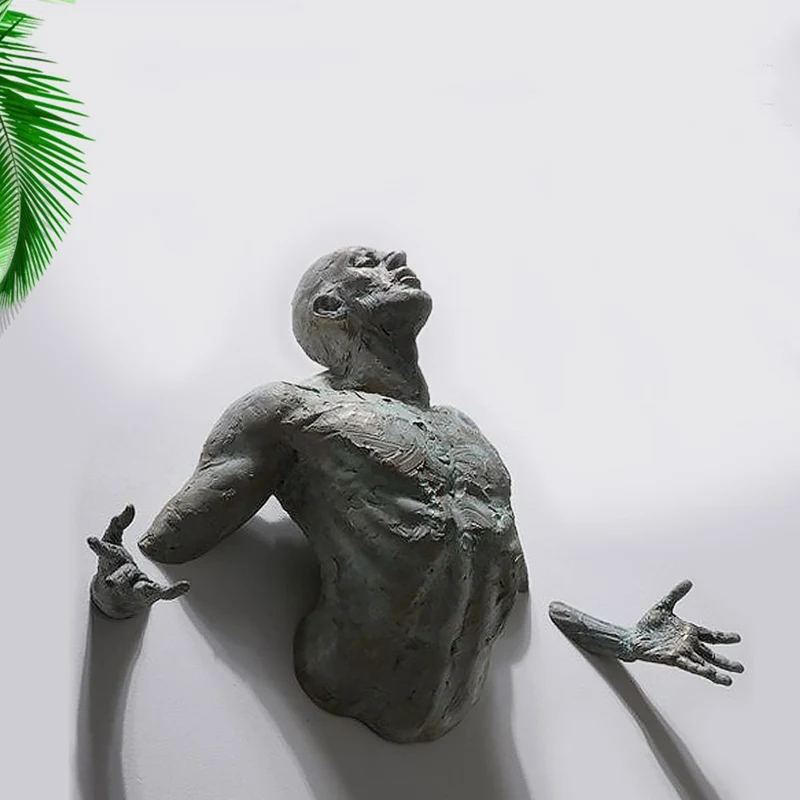 Skanto | Ornament aus Kunstkupferharz, abstrakte Figur, Wandkunst, Kletterer, 3D-Wandstatue, Skulptur