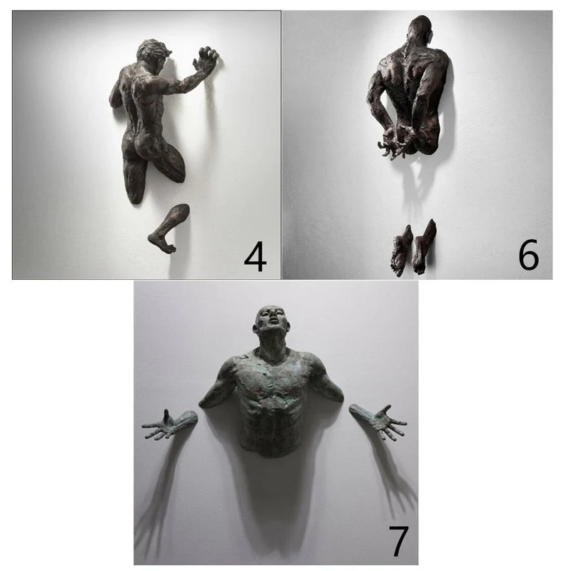 Skanto | Ornament aus Kunstkupferharz, abstrakte Figur, Wandkunst, Kletterer, 3D-Wandstatue, Skulptur