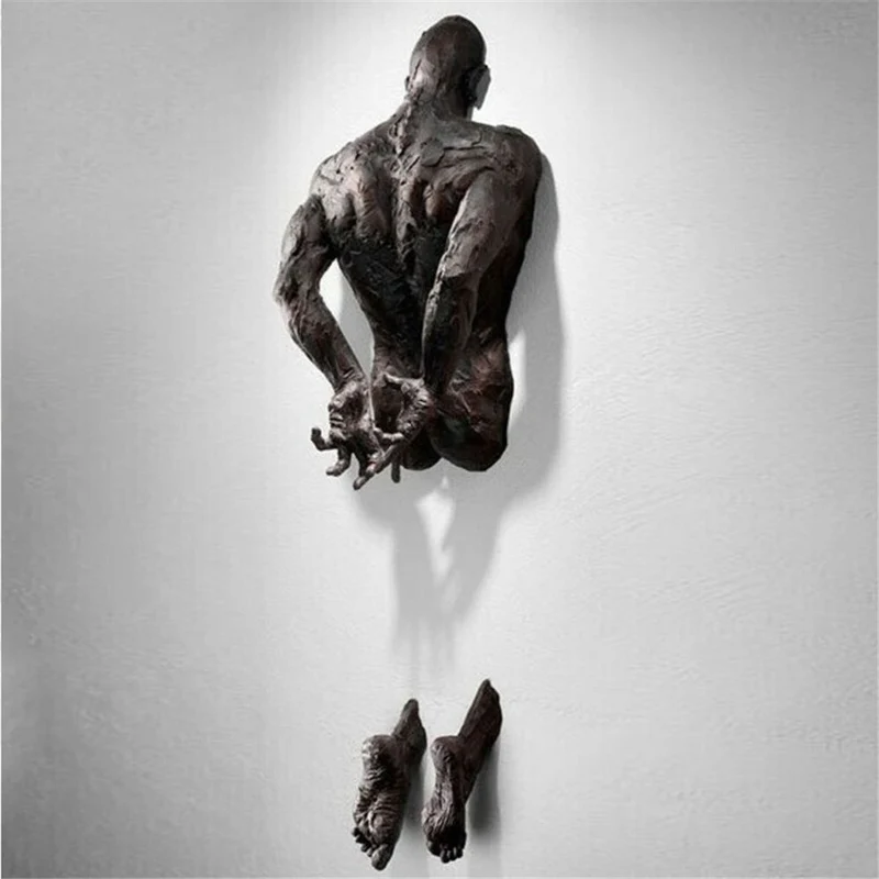 Skanto | Ornament aus Kunstkupferharz, abstrakte Figur, Wandkunst, Kletterer, 3D-Wandstatue, Skulptur