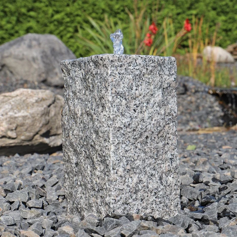 Granit Quellstein 50 cm Granitsäule Springbrunnen Gartenbrunnen