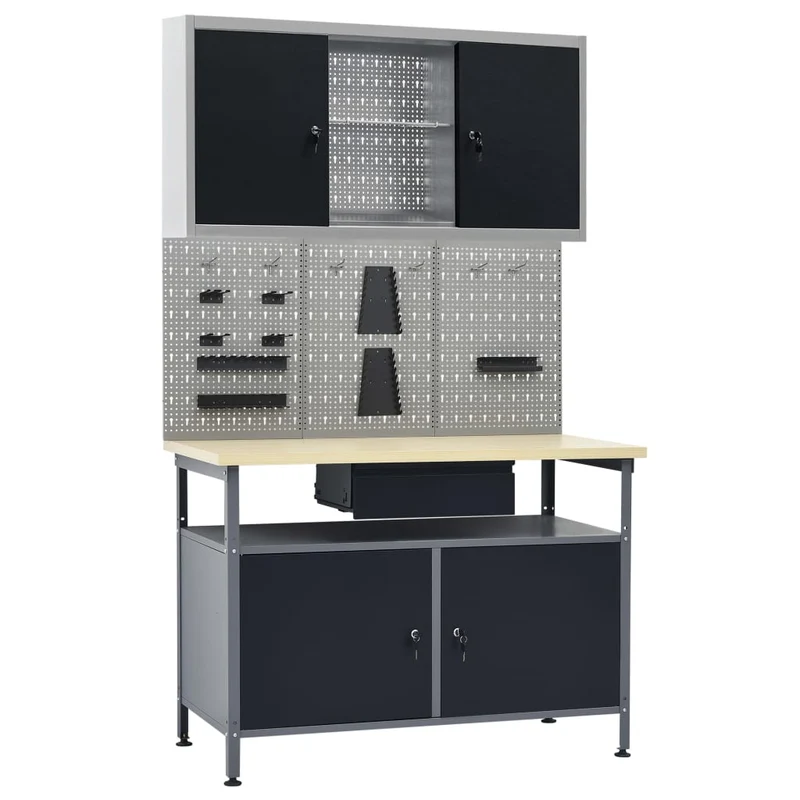 Werkbank 3 Werkzeugwaende 1 Wandschrank Werkstatt Arbeitsplatz Werkstatteinrichtung