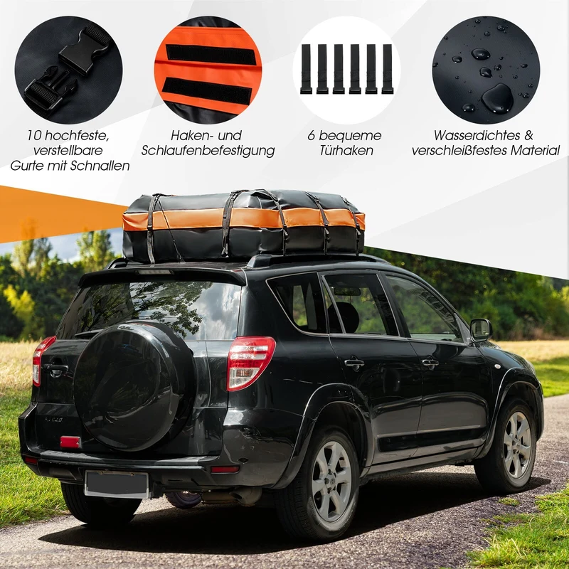 600 L Dachbox Dachkoffer Faltbar Aufbewahrungsbox Dachtasche 132x100x43 cm