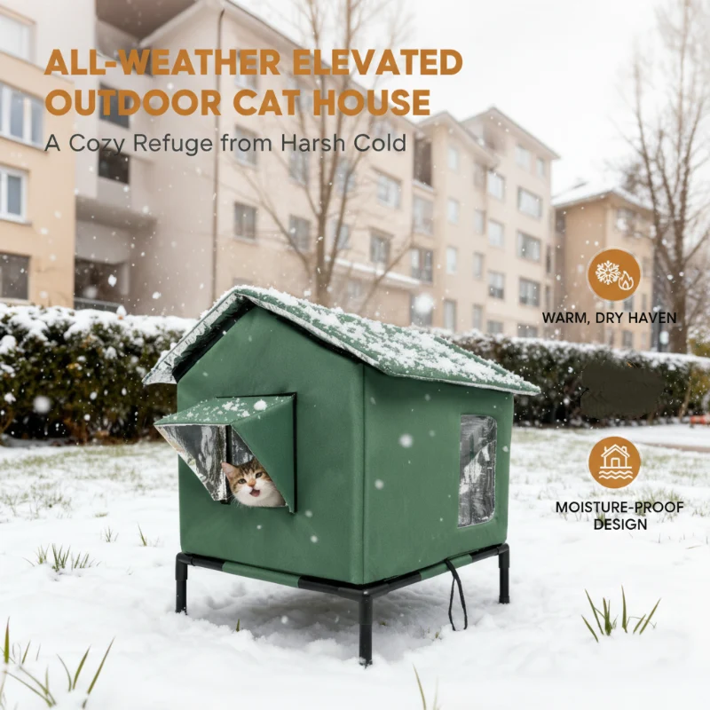 🏠 Nur für kurze Zeit: 50 % Rabatt + versandkostenfrei! 🐈 Erhöhtes Outdoor-Katzenhaus für jedes Wetter – wasserdicht, isoliert, faltbar 🌧️