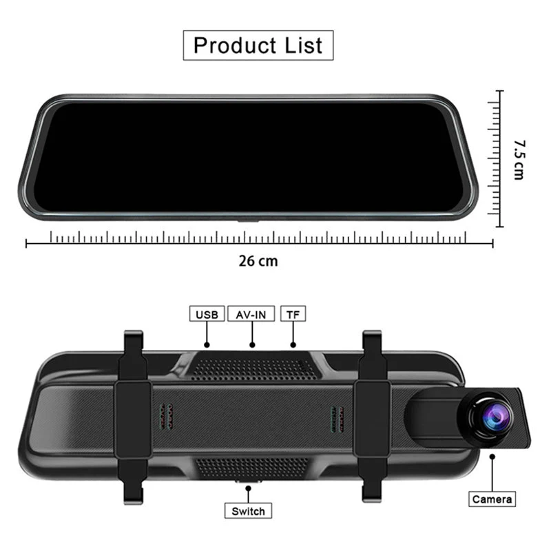 ✨📹Rückspiegel-Dashcam 10 Zoll 1080P - Duale Kameras, Nachtsicht & 24/7-Parkmöberwachung | Loop-Aufnahme, G-Sensor, Inkl. 64GB