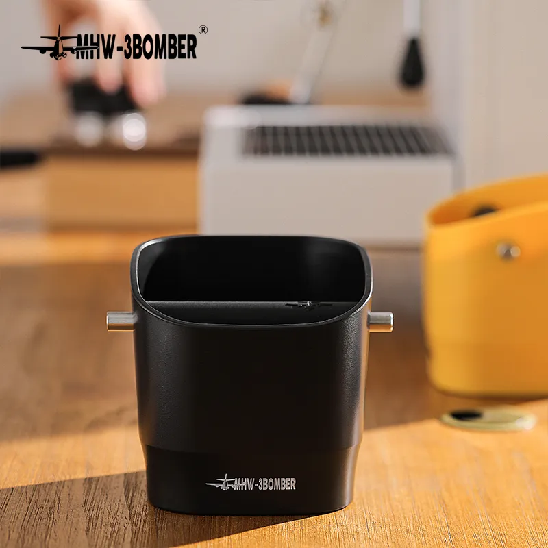 Skanto | 0.9-1.2 l Espresso-Abschlagbehälter, abnehmbare Abschlagstange und rutschfeste Basis, quadratischer Kaffeesatzbehälter, Barista-Schreibtischzubehör