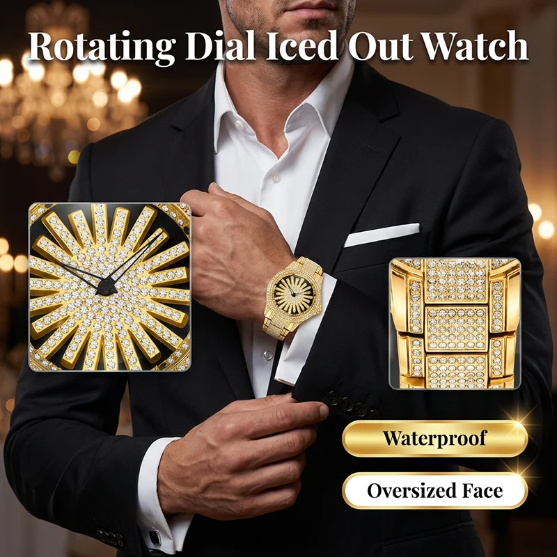 ⌚ LIMITIERTES ANGEBOT: 50% RABATT+versandkostenfrei! 💎 Herrenuhr mit drehbarer Lünette – Vollbesetzt mit funkelnden Steinen & Präzises Quarzwerk ✨