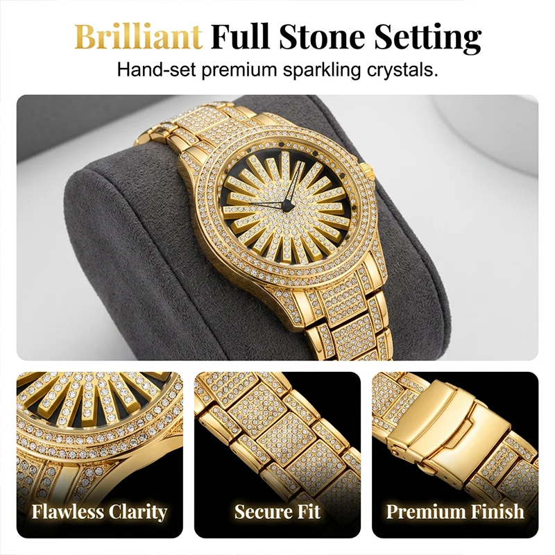 ⌚ LIMITIERTES ANGEBOT: 50% RABATT+versandkostenfrei! 💎 Herrenuhr mit drehbarer Lünette – Vollbesetzt mit funkelnden Steinen & Präzises Quarzwerk ✨