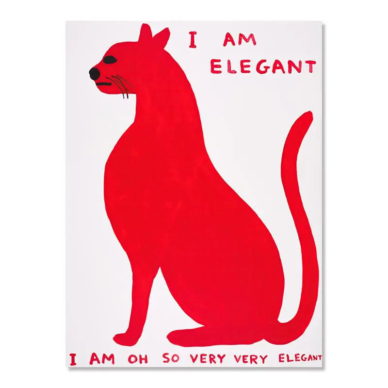 Skanto | David Shrigley Hase Katze Wein Keks Schnelle Wandkunst Abstrakte Drucke Leinwandgemälde Nordisches Poster Bilder Wohnzimmer Dekor