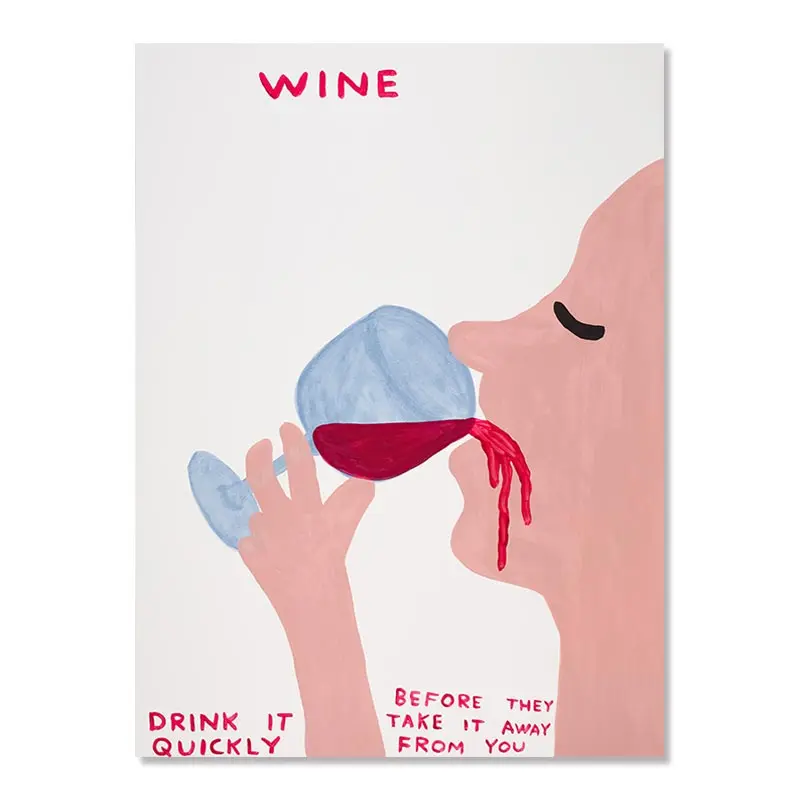 Skanto | David Shrigley Hase Katze Wein Keks Schnelle Wandkunst Abstrakte Drucke Leinwandgemälde Nordisches Poster Bilder Wohnzimmer Dekor
