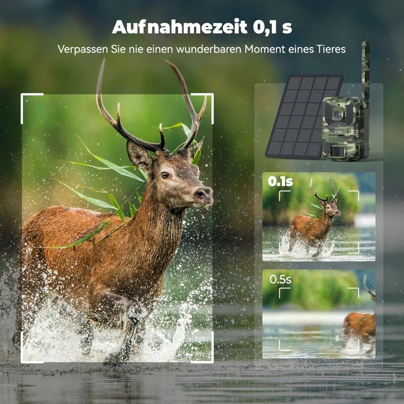 4G LTE Wildkamera Handyübertragung APP 27K Solar SIM Karte 64GB Nachtsicht