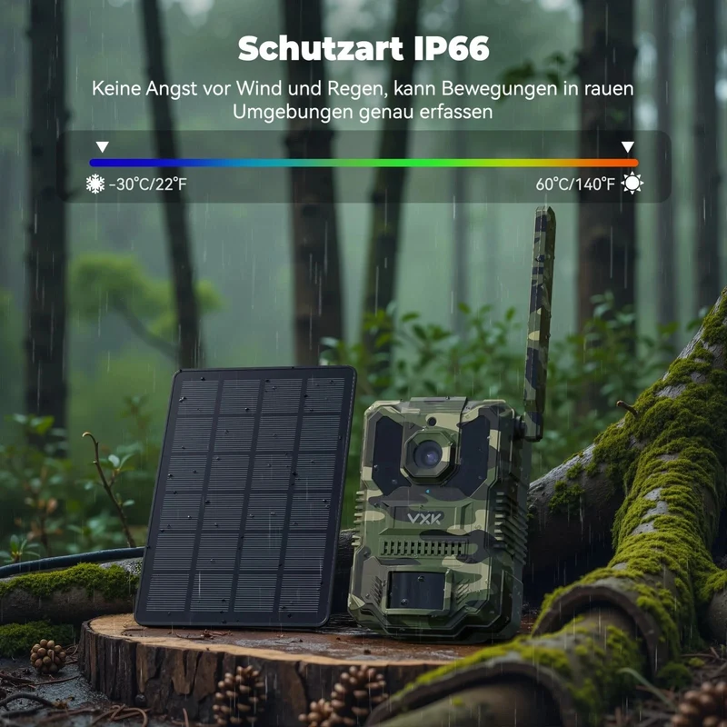 4G LTE Wildkamera Handyübertragung APP 27K Solar SIM Karte 64GB Nachtsicht