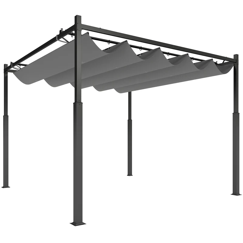 Pergola 3x3 m Freistehend Terrassenüberdachung Schiebedach UV-beständig
