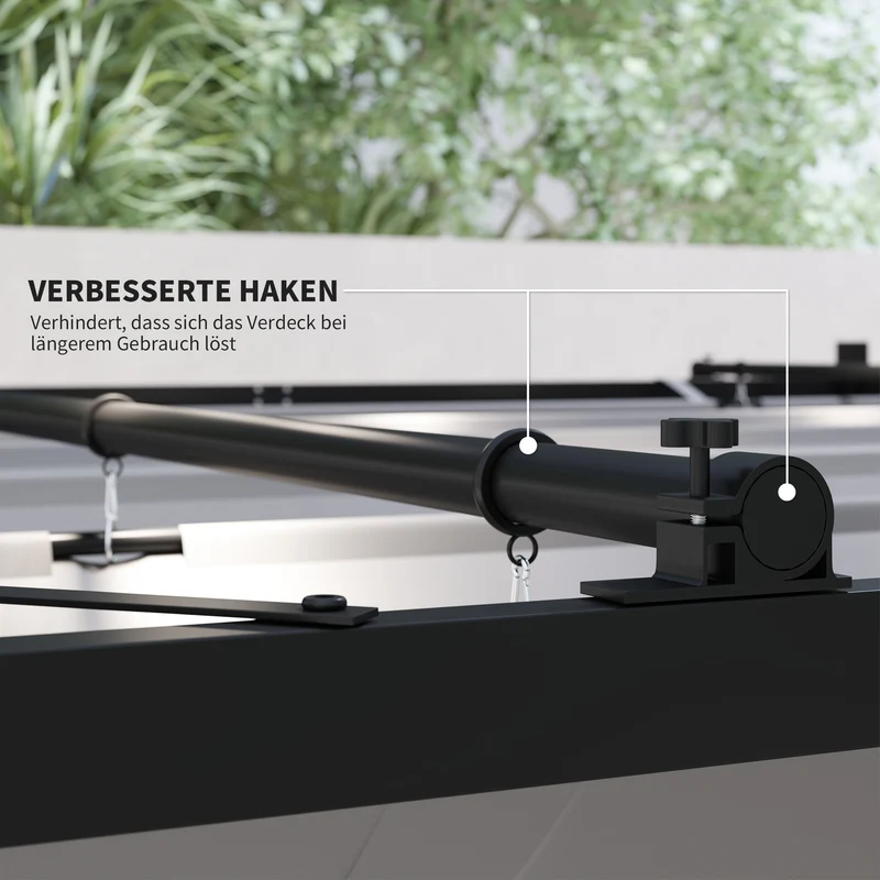 Pergola 3x3 m Freistehend Terrassenüberdachung Schiebedach UV-beständig