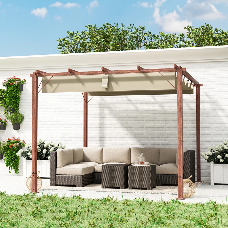 3x3m Garten-Pergola Terrassendach Aluminium verstellbar UPF30 Sonnenschutz