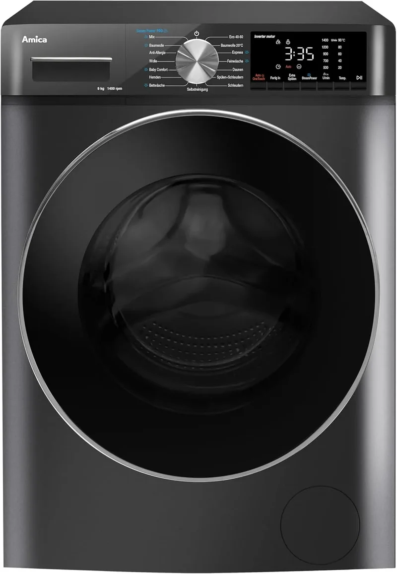 Amica Waschmaschine, 8 kg, aquaStop, Grau, Amica Waschmaschine 8 kg Frontlader BLDC Motor AquaStop Grau WA 484 085 G