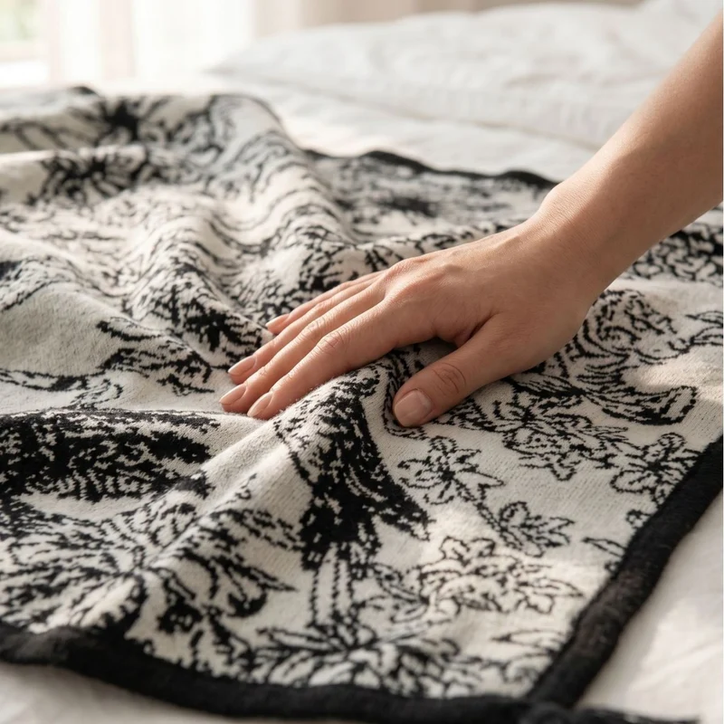 Elegante Jacquard Strickwurfdecke