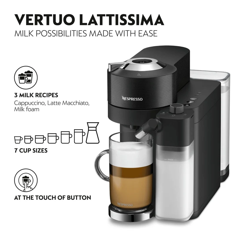 Nespresso Vertuo Lattissima Kaffeemaschine - Schwarz | ENV300.B