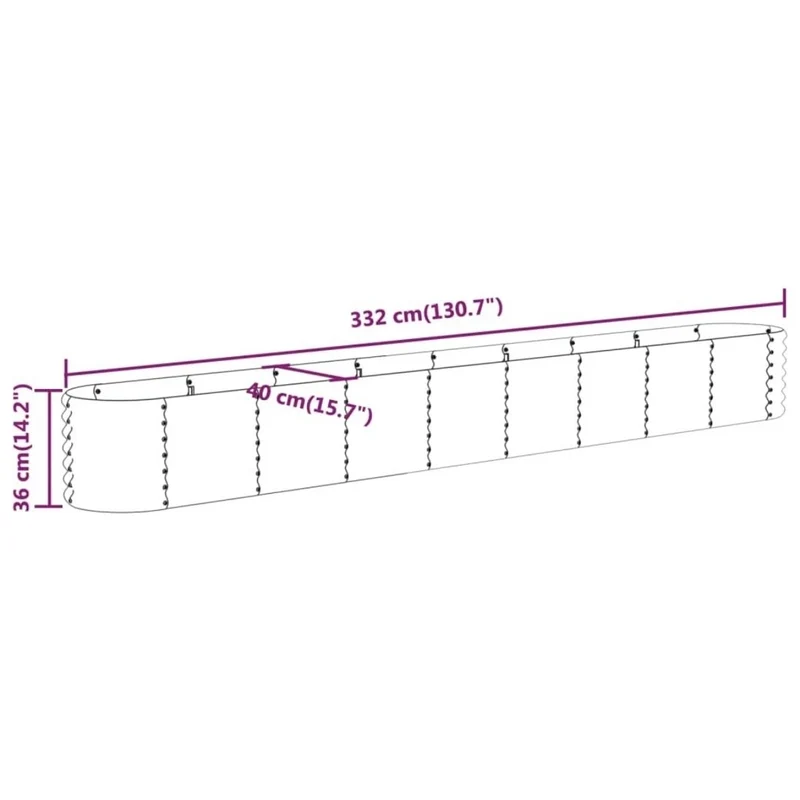 Hochbeet Pflanzbeet Stahl Garten Beet Metall Wetterfest 332cm