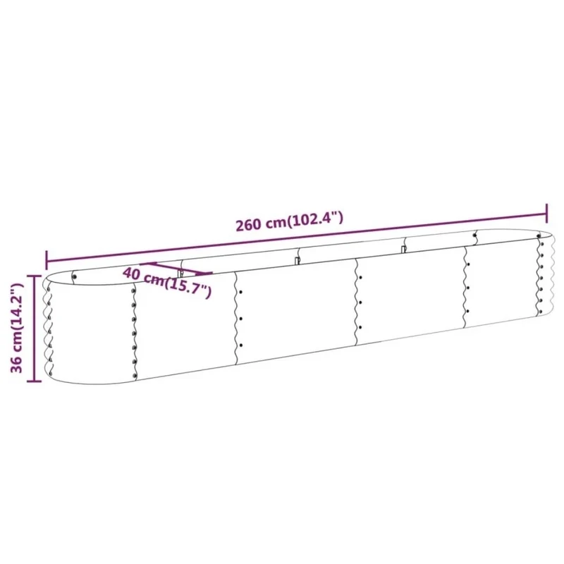 Hochbeet Pflanzbeet Stahl Verzinkt Garten Beet Metall Wetterfest 260cm
