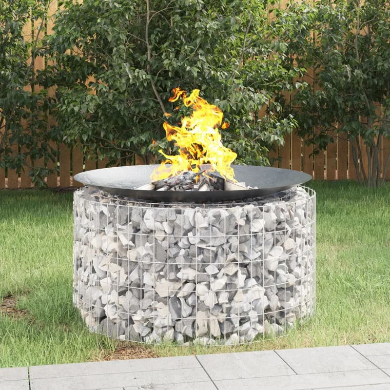 Gabionen Feuerstelle 100cm Feuerkorb Gartenfeuer Feuerschale