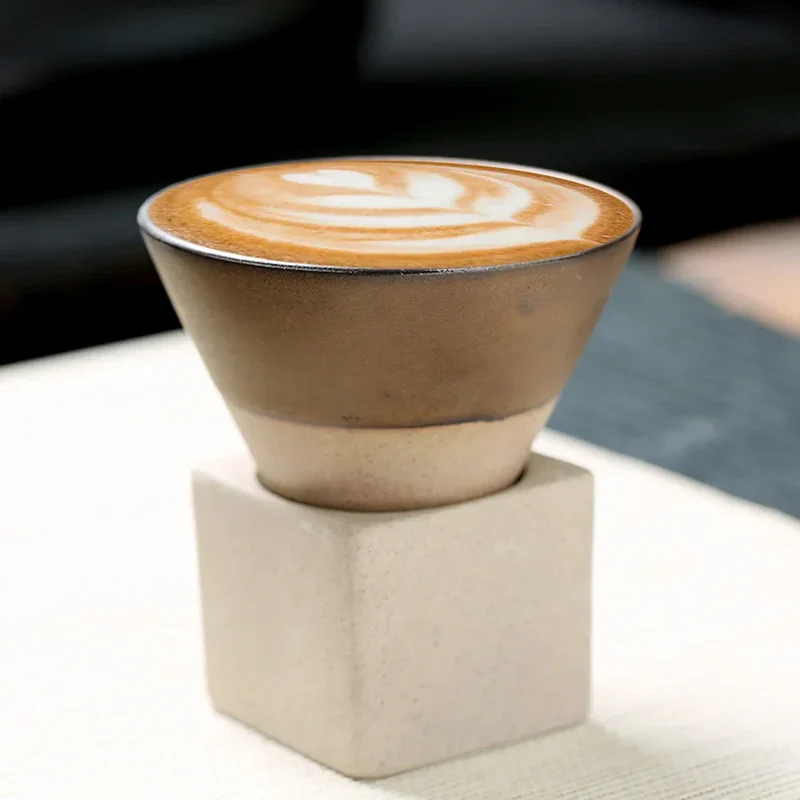 Skanto | Japanische Kaffeetasse mit Untertasse, 1 Stk., Retro Keramik Teetasse, Becher, Latte, Espresso, pull0, Floral Cappuccino, Neue Keramiktasse, 100 ml/3.5 oz