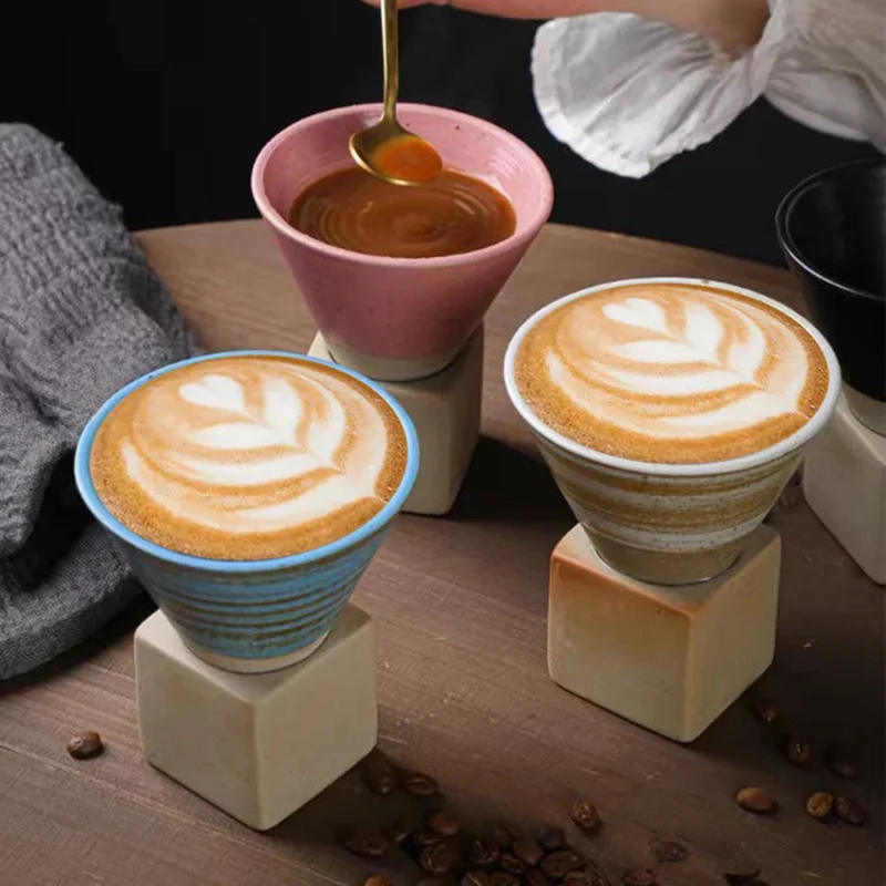 Skanto | Japanische Kaffeetasse mit Untertasse, 1 Stk., Retro Keramik Teetasse, Becher, Latte, Espresso, pull0, Floral Cappuccino, Neue Keramiktasse, 100 ml/3.5 oz