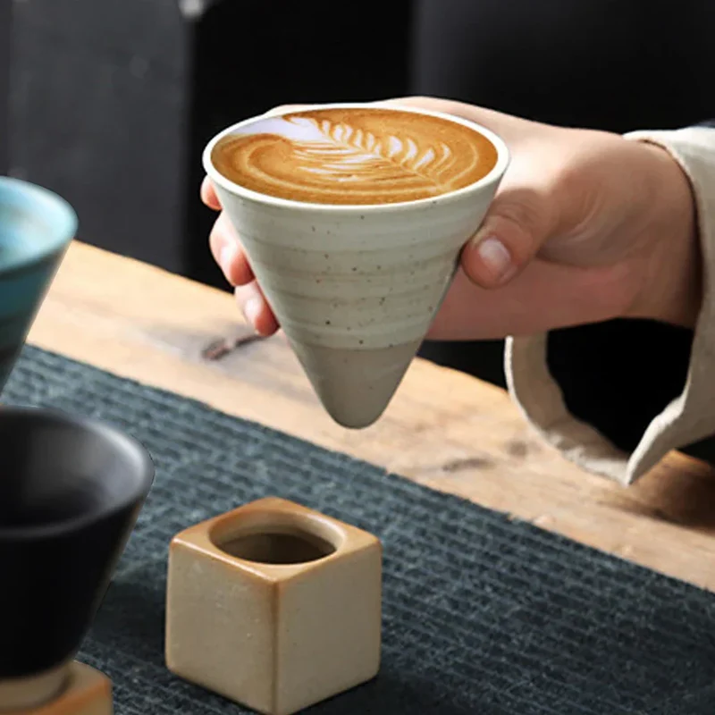 Skanto | Japanische Kaffeetasse mit Untertasse, 1 Stk., Retro Keramik Teetasse, Becher, Latte, Espresso, pull0, Floral Cappuccino, Neue Keramiktasse, 100 ml/3.5 oz