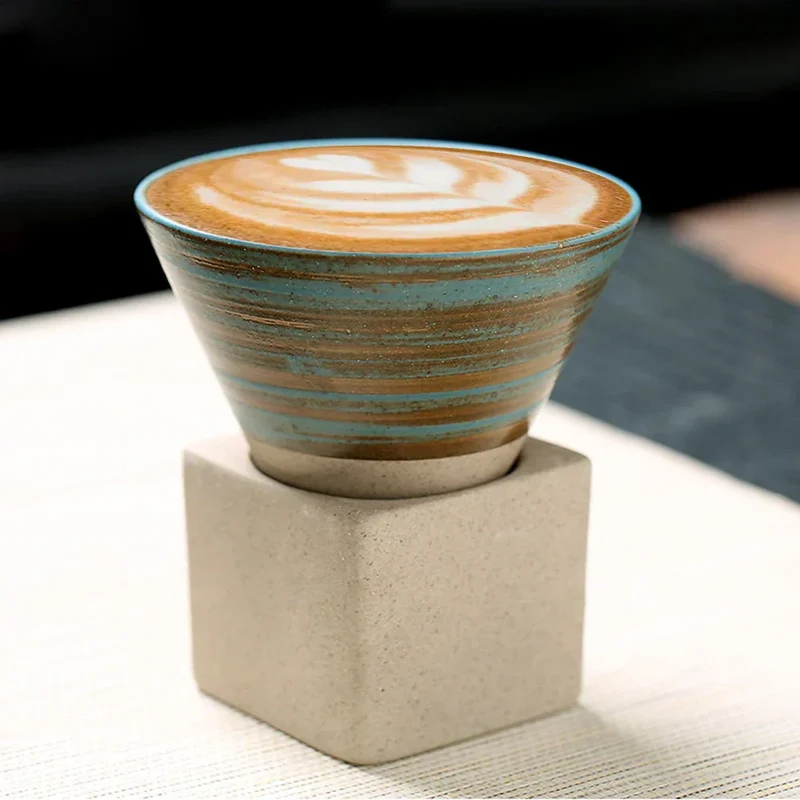 Skanto | Japanische Kaffeetasse mit Untertasse, 1 Stk., Retro Keramik Teetasse, Becher, Latte, Espresso, pull0, Floral Cappuccino, Neue Keramiktasse, 100 ml/3.5 oz