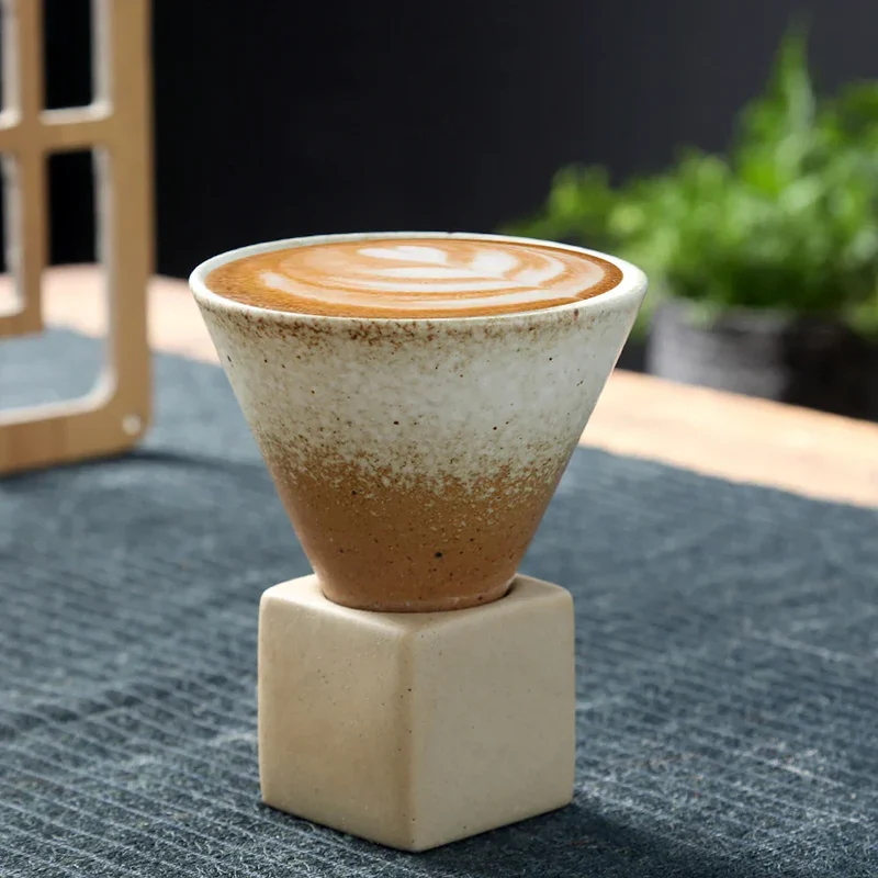 Skanto | Japanische Kaffeetasse mit Untertasse, 1 Stk., Retro Keramik Teetasse, Becher, Latte, Espresso, pull0, Floral Cappuccino, Neue Keramiktasse, 100 ml/3.5 oz
