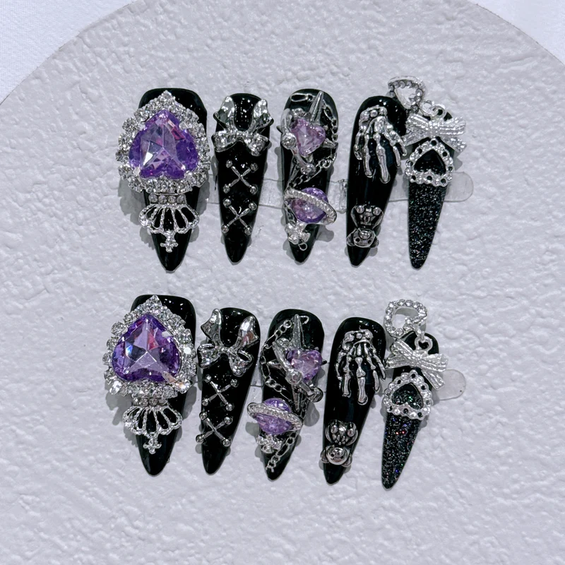 Gothic-inspiriertes Strass-Nagelkunst-Set