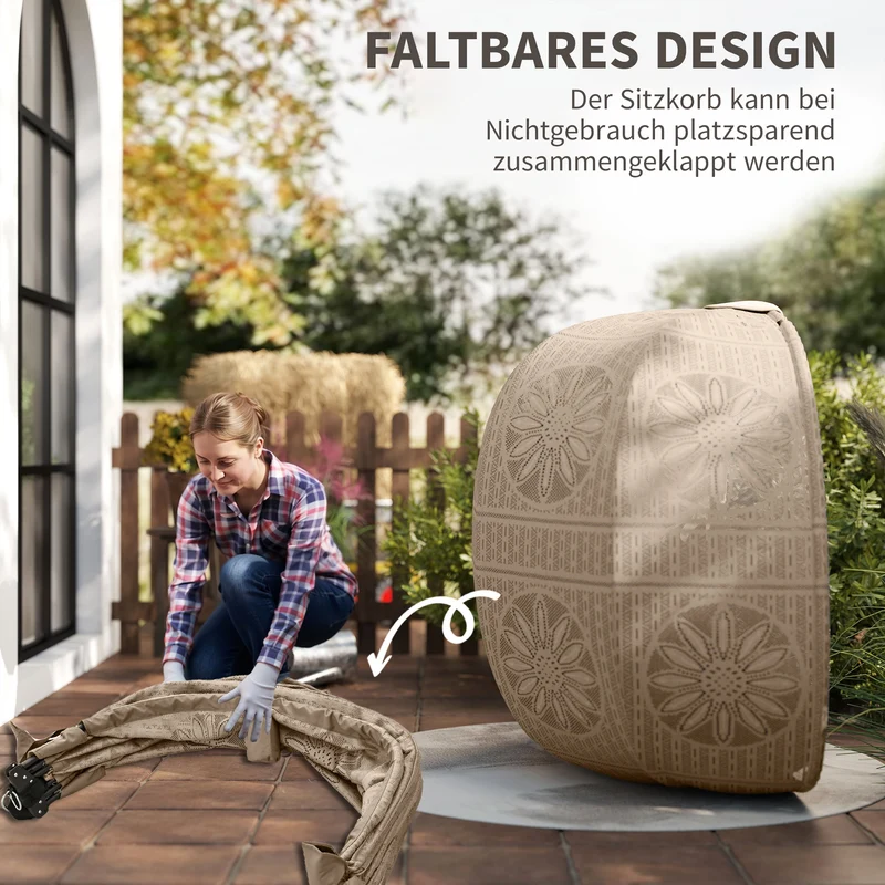 Hängesessel Gartensessel Korbsessel Boho-Stil Sesselkorb Sessel Schwarz