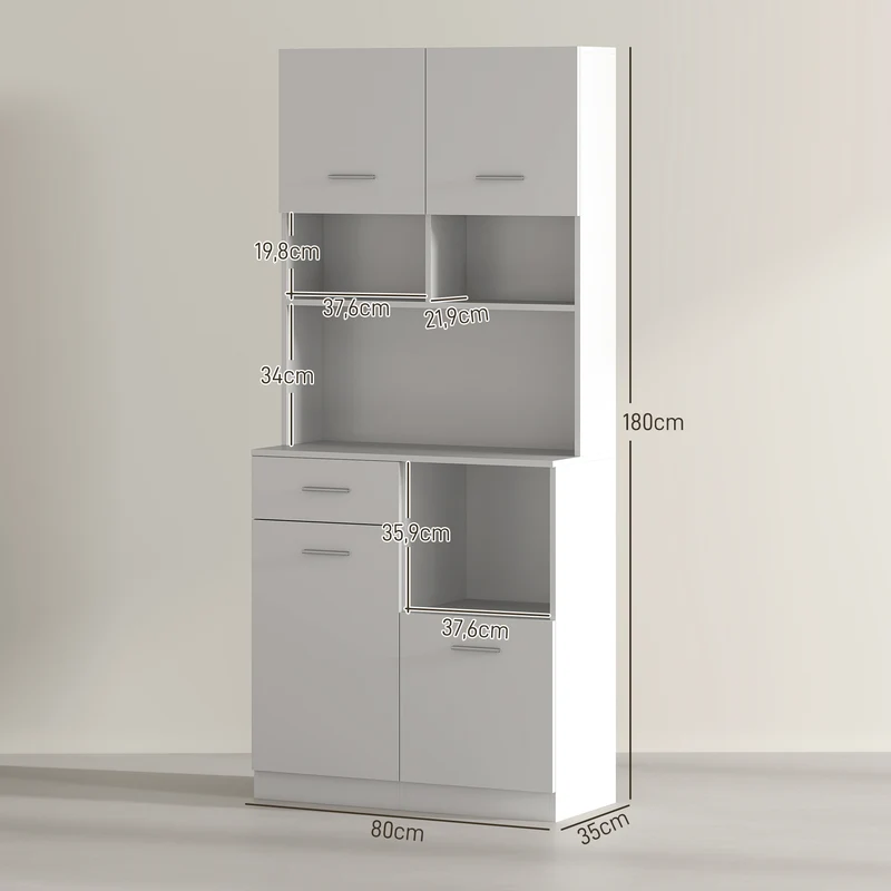 Küchenschrank Hochschrank 180x80x35cm Regal Schrank Küche