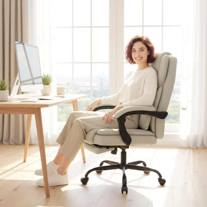 Ergonomischer Bürostuhl Schreibtischstuhl Verstellbar Fußstütze 120kg