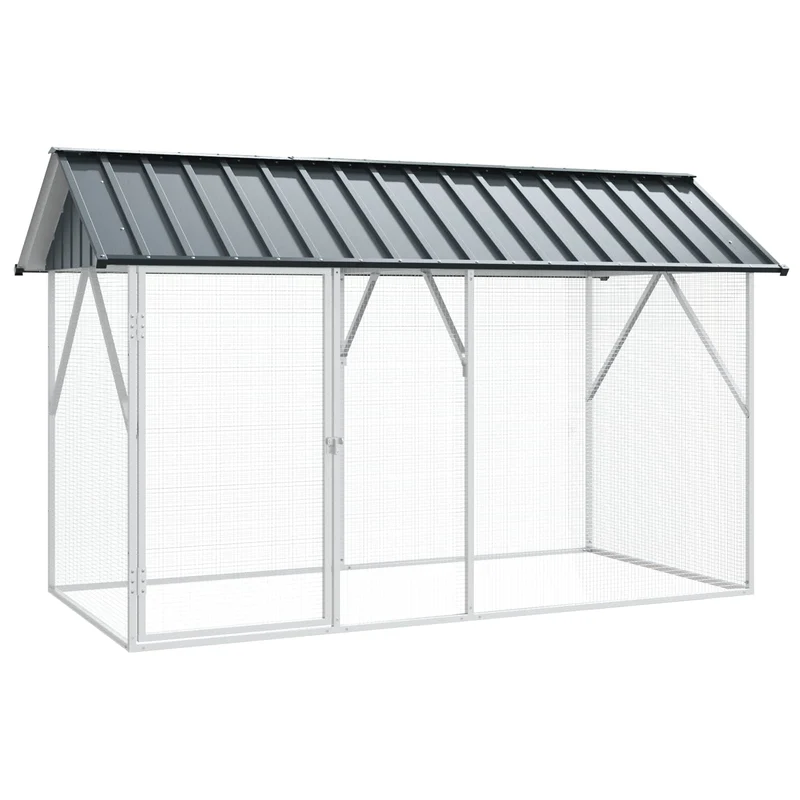 Vogelkäfig Anthrazit 227x112x141 cm Verzinkter Voliere Vogelhaus