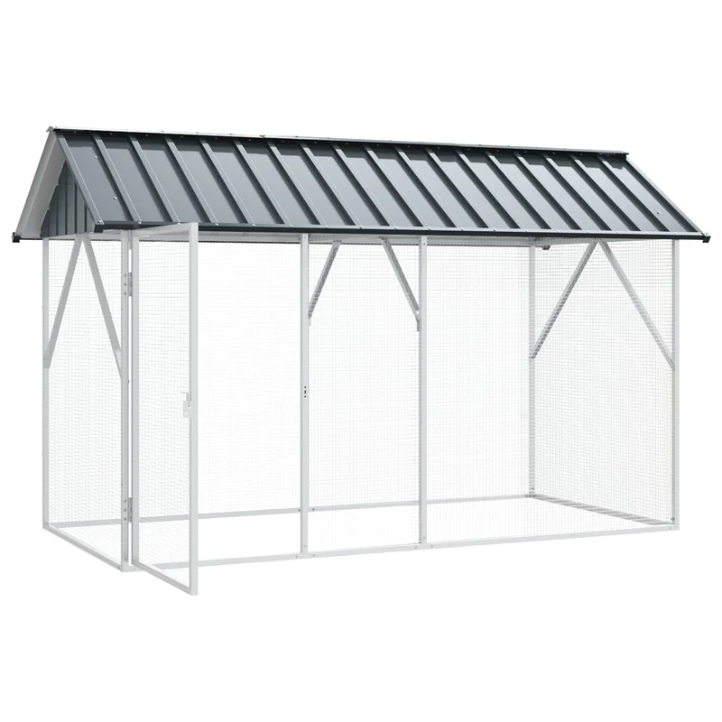 Vogelkäfig Anthrazit 227x112x141 cm Verzinkter Voliere Vogelhaus