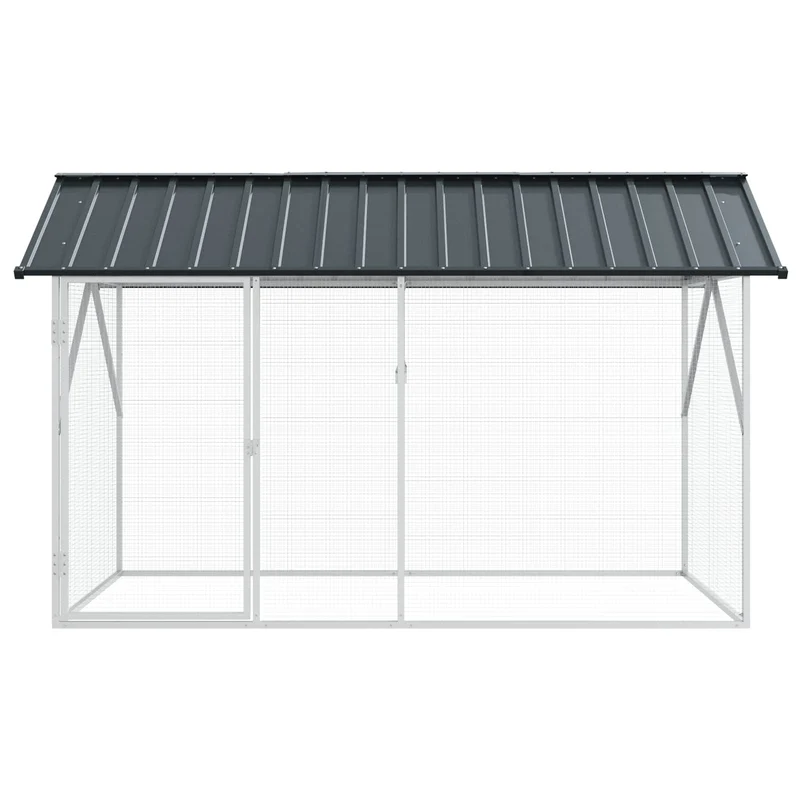 Vogelkäfig Anthrazit 227x112x141 cm Verzinkter Voliere Vogelhaus