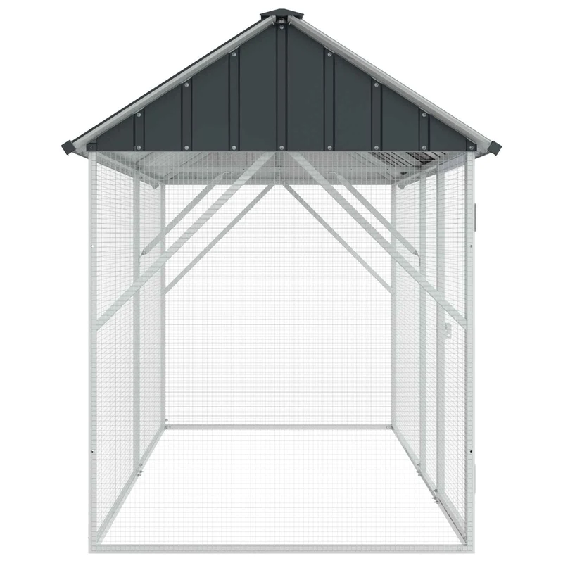 Vogelkäfig Anthrazit 227x112x141 cm Verzinkter Voliere Vogelhaus