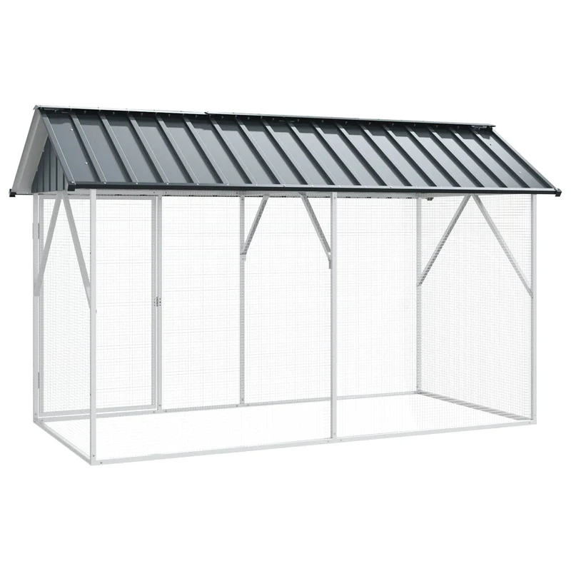 Vogelkäfig Anthrazit 227x112x141 cm Verzinkter Voliere Vogelhaus