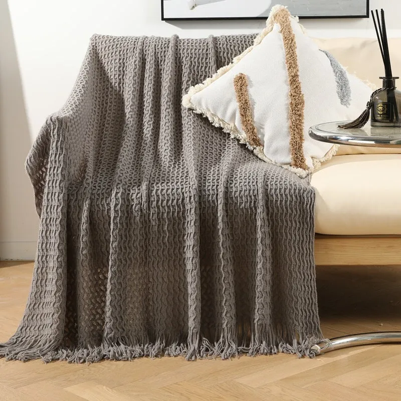 Gemütliche gestrickte Wurfdecke