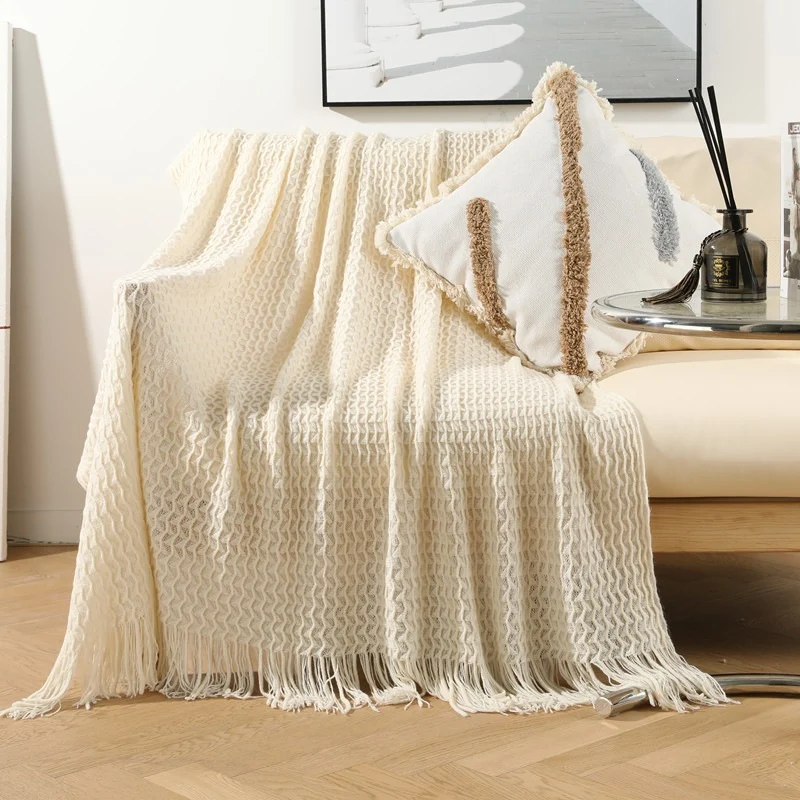 Gemütliche gestrickte Wurfdecke