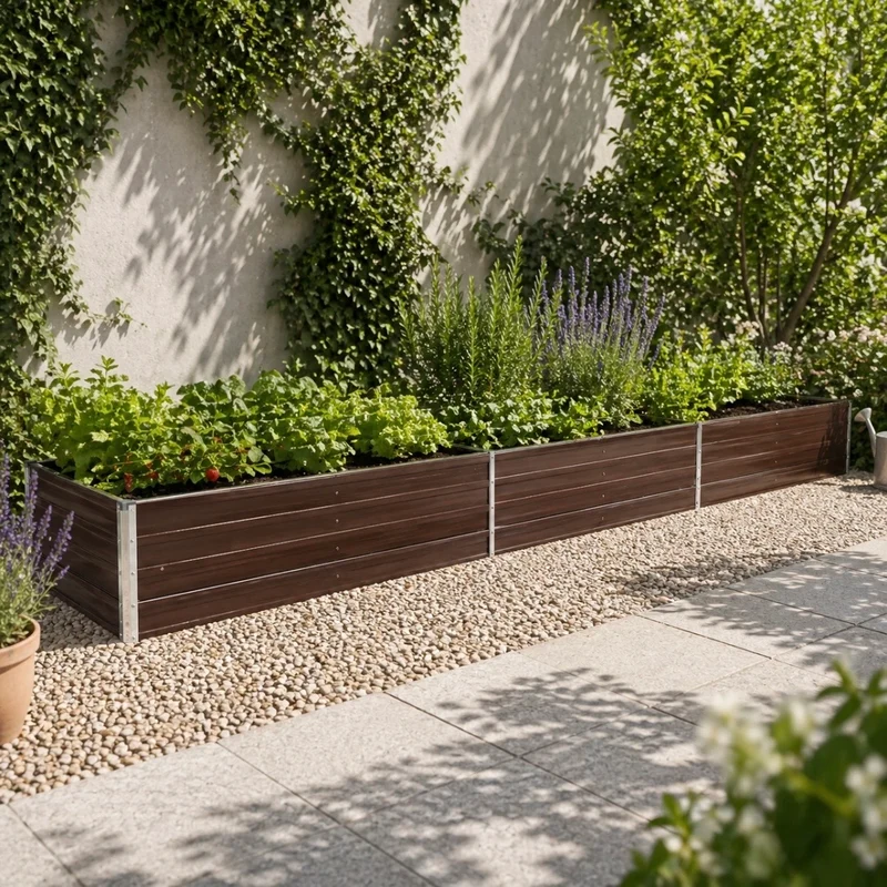 Hochbeet Braun Verzinkter Stahl Gartenbeet Pflanzkübel 480x80x45cm
