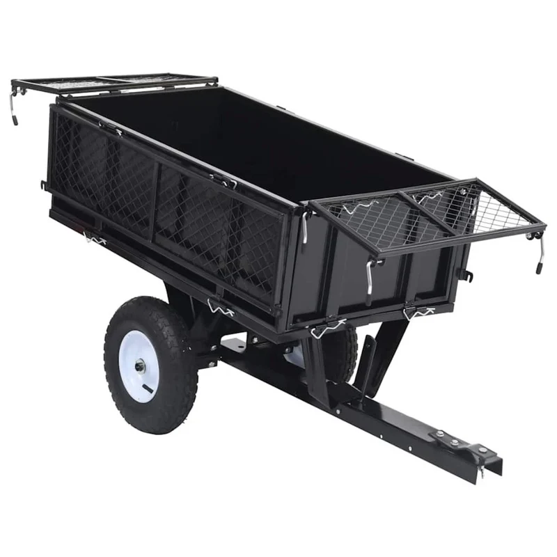 Kippanhänger Rasenmäher 150kg Rasentraktor Anhänger Gartenwagen Stahl