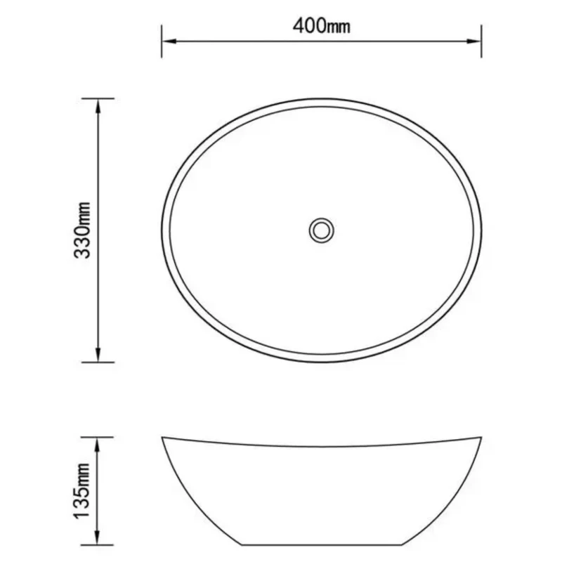 Keramik Waschbecken Waschtisch Aufsatzbecken Oval 40x33cm