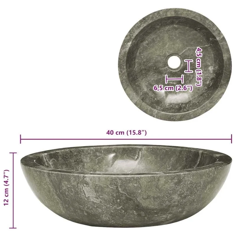Aufsatzwaschbecken Marmor Rund Waschschale Waschbecken 40cm