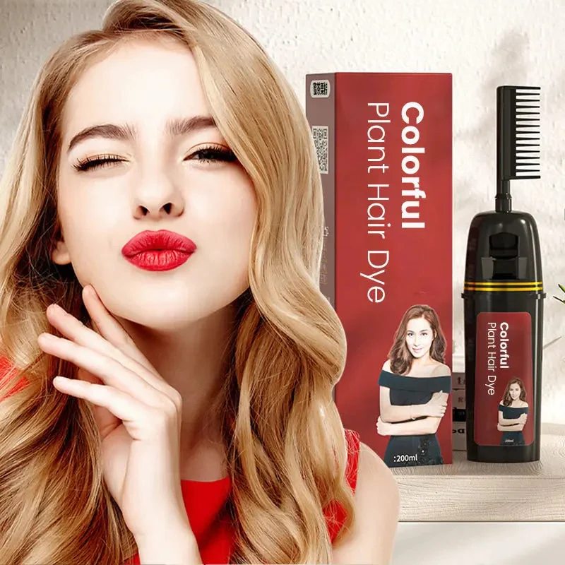 🖌️Pflanzen-Haarfarbe mit Kamm-Applikator 🌱Natürliche Farbe, einfache Anwendung, ohne Ammoniak & Chemie – 200ml für langanhaltendes Ergebnis