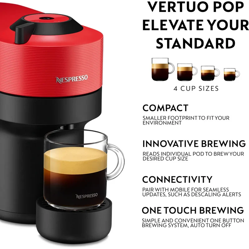 Krups Nespresso Vertuo Pop Pod Kaffeemaschine - Rot | XN920540