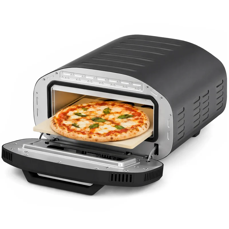 12" Countertop Electric Pizza Oven with Ceramic Stone, 8 Modes & Timer