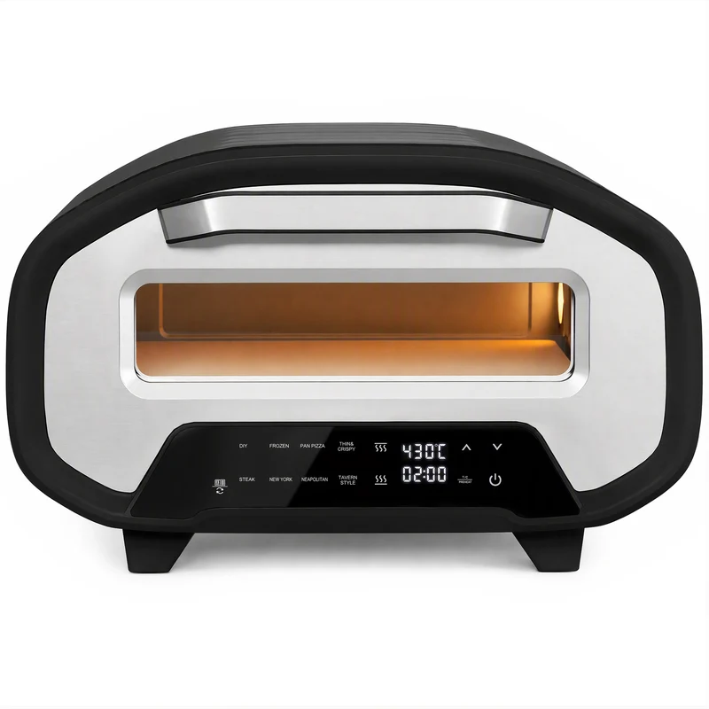 12" Countertop Electric Pizza Oven with Ceramic Stone, 8 Modes & Timer